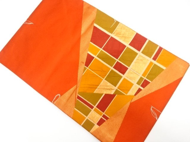 JAPANESE KIMONO / UNUSED KIRIBAME-STYLE PLAID WEAVING NAGOYA OBI